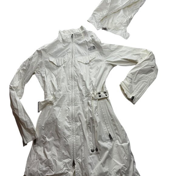 The North Face White Long Trench Coat Rain Jacket XS, Long, Detachable Hood - Picture 1 of 15
